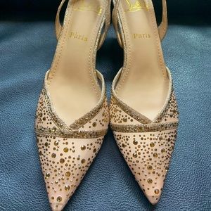 Rhinestone Nude Kitten Heels Size 40(Womens 9)